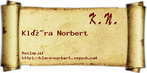 Klára Norbert névjegykártya